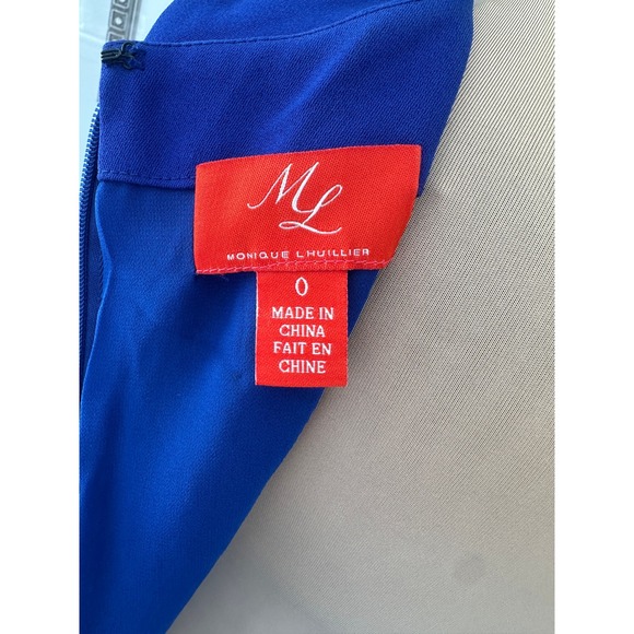 ML Monique Lhuillier Cobalt Blue Lace Inset Sleeveless Gown Size 0 - Picture 8 of 8